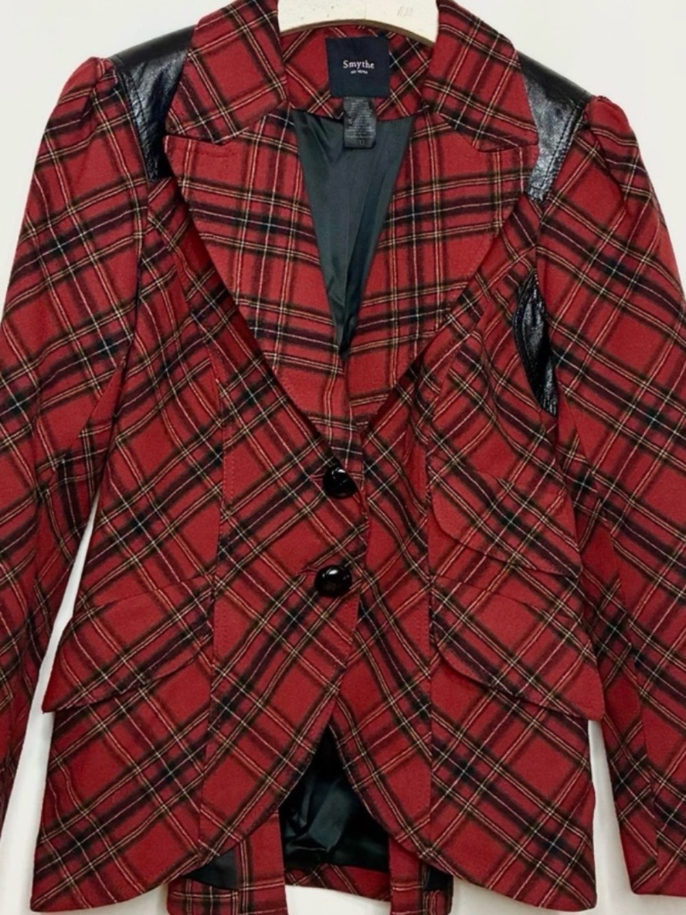 SMYTHE Plaid Rifle Patch Equestrian Blazer